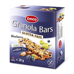 EMCO GLUTEN FREE GRANOLA BARS, 5 X 28G, BLUEBERRY