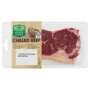 Chilled Beef Aus 100 Day Grain Fed Striploin 180g